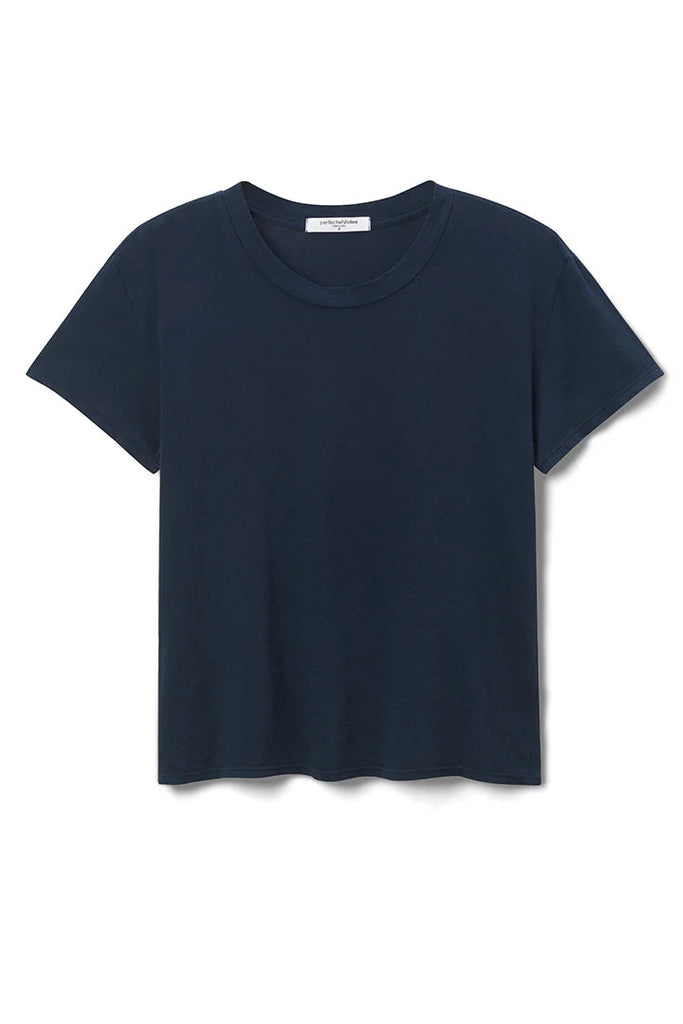 perfectwhitetee Harley Cotton Short Sleeve Boxy Crew T-Shirt - Navy