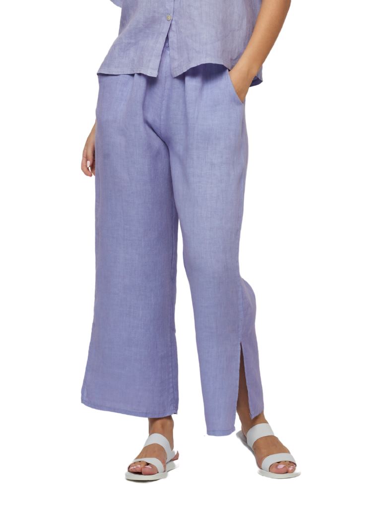 Pistache Relaxed Linen Cropped Pant- Lilac - Styleartist