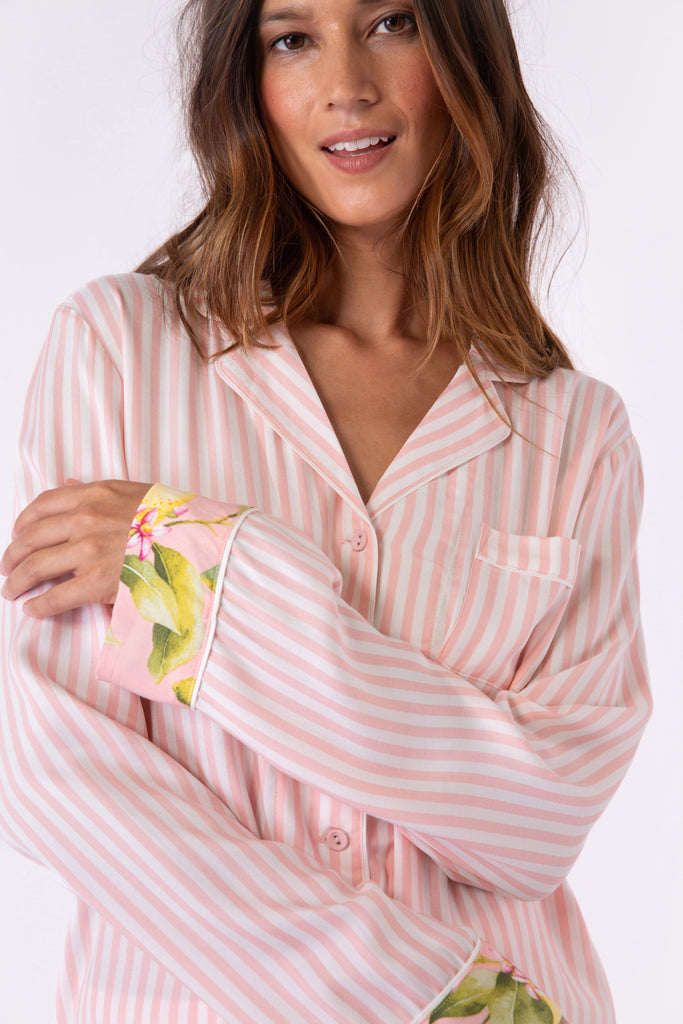 PJ Salvage In Full Bloom Pajama Top- Pink Rose - Styleartist