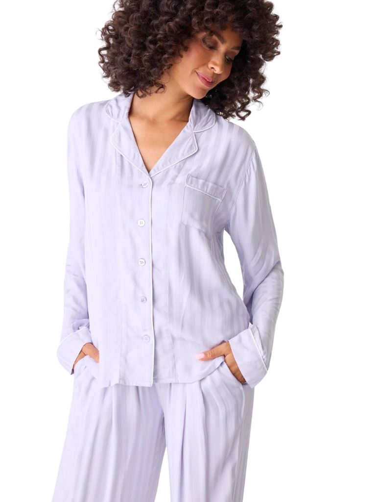 PJ Salvage Sunday Sateen Long Sleeve Top- Soft Orchid - Styleartist