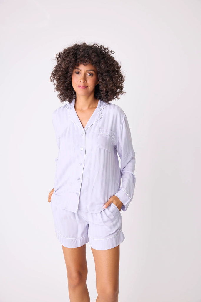 PJ Salvage Sunday Sateen Long Sleeve Top- Soft Orchid - Styleartist