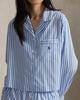 Polo Ralph Lauren Crop Top & Boxer Poplin Pajama Set- White Cloud/Hydrangea Stripes