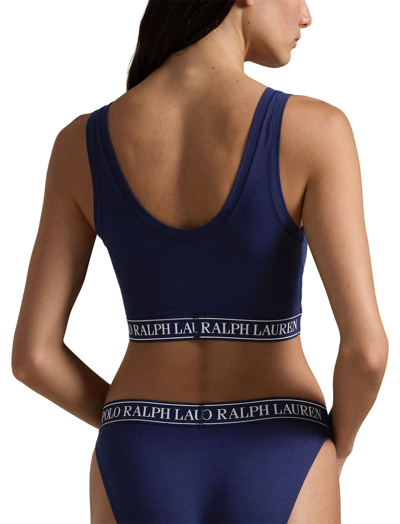 Polo Ralph Lauren Logo Scoop Cropped Tank- Navy - Styleartist