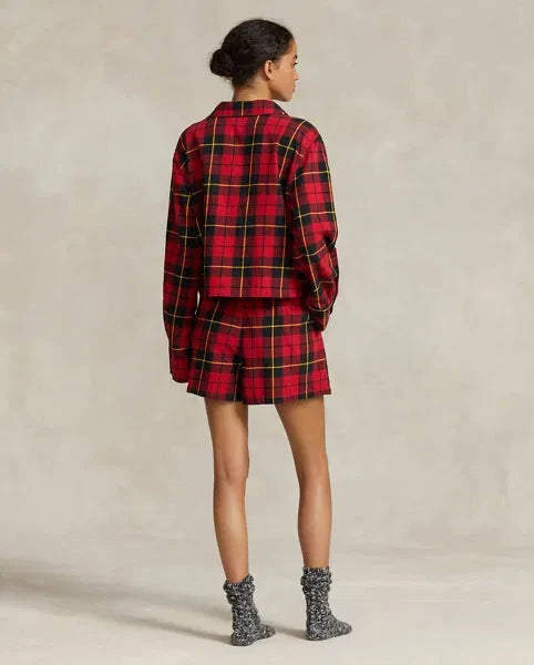 Polo Ralph Lauren Plaid Flannel Crop Shirt & Boxer PJ Set - Wallace Plaid - Styleartist
