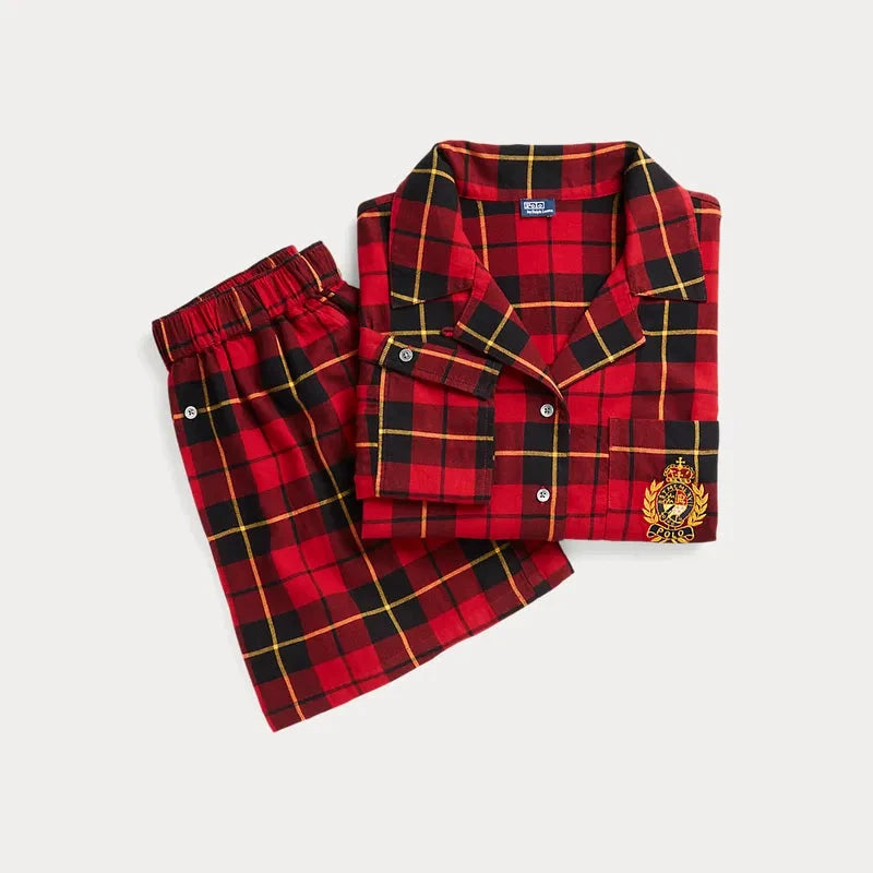 Polo Ralph Lauren Plaid Flannel Crop Shirt & Boxer PJ Set - Wallace Plaid - Styleartist