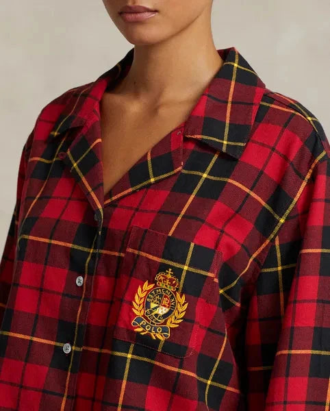 Polo Ralph Lauren Plaid Flannel Crop Shirt & Boxer PJ Set - Wallace Plaid - Styleartist