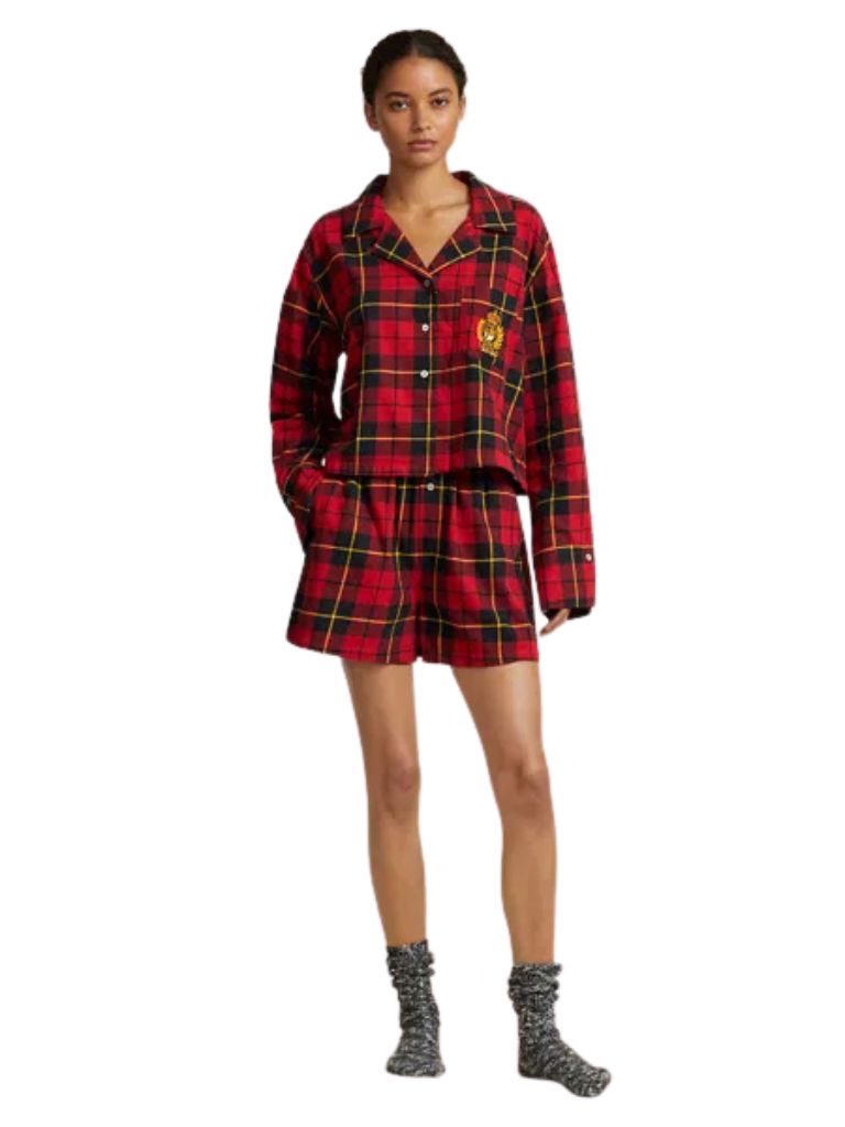Polo Ralph Lauren Plaid Flannel Crop Shirt & Boxer PJ Set - Wallace Plaid - Styleartist