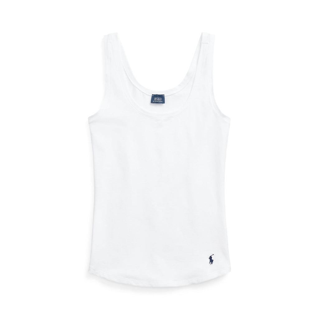 Polo Ralph Lauren Scoop Neck Tank- White Cloud - Styleartist