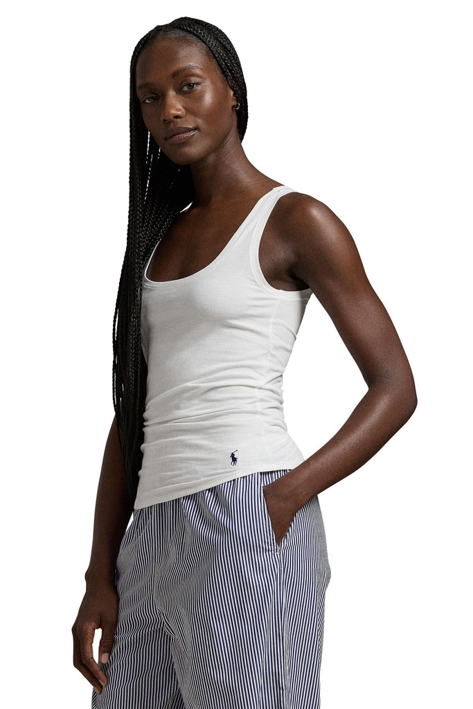 Polo Ralph Lauren Scoop Neck Tank- White Cloud - Styleartist