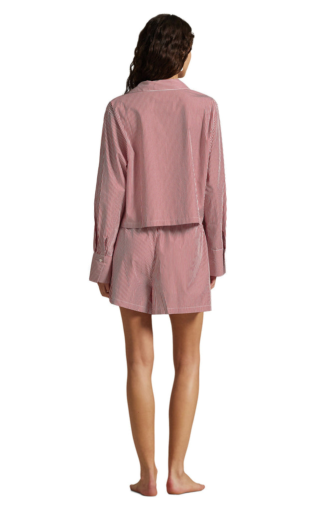 Polo Ralph Lauren Shirting Stripes Crop/Boxer PJ Set- Classic Red - Styleartist