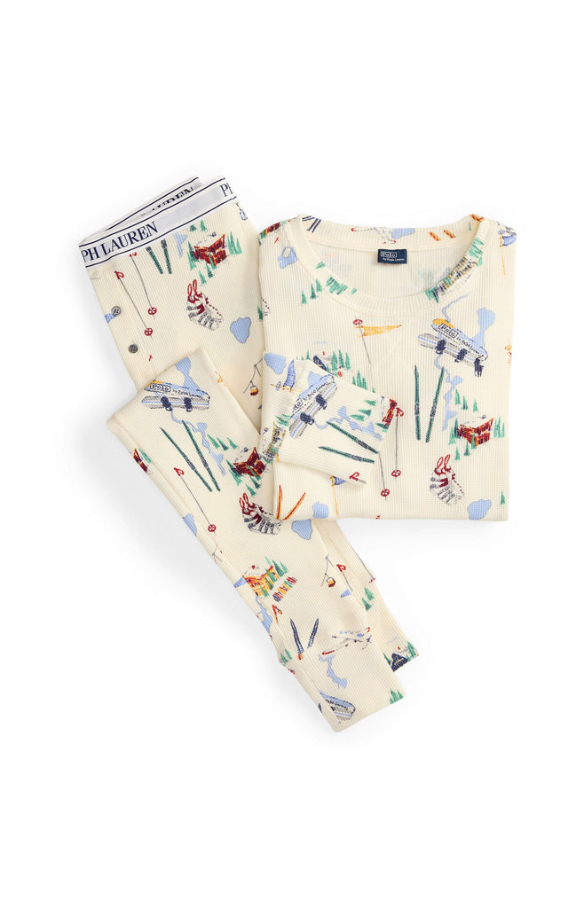 Polo Ralph Lauren Waffle Knit PJ Set- Traveler Ski Print - Styleartist