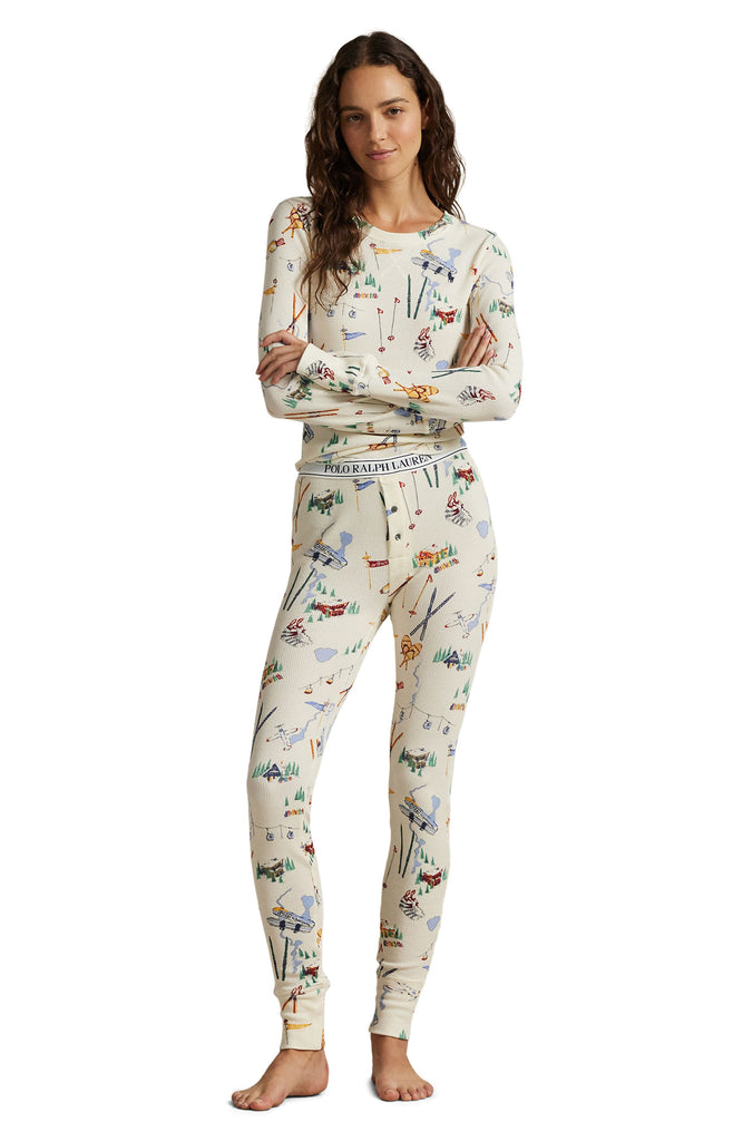 Polo Ralph Lauren Waffle Knit PJ Set- Traveler Ski Print - Styleartist