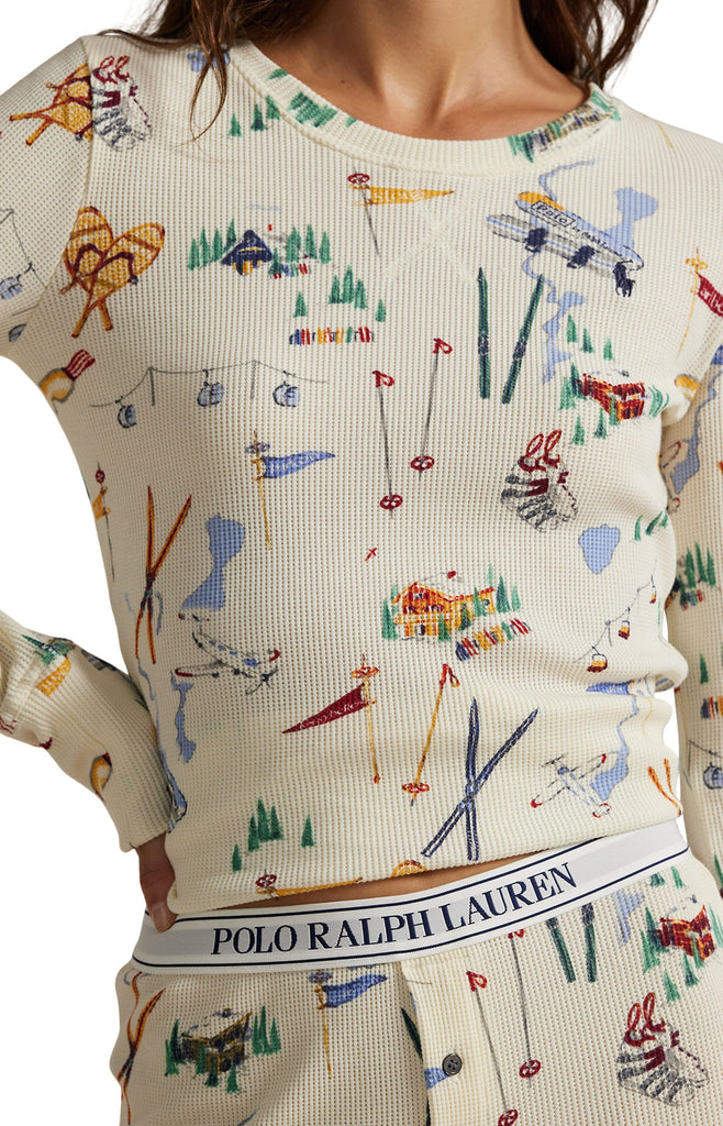 Polo Ralph Lauren Waffle Knit PJ Set- Traveler Ski Print - Styleartist