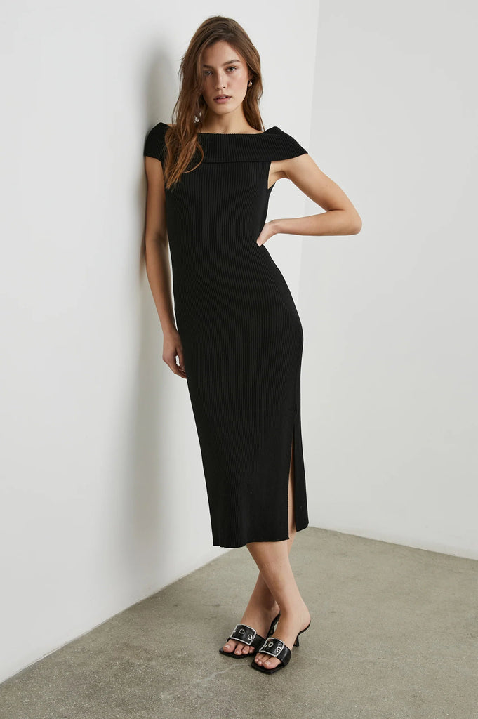 Rails Anaya Off-The-Shoulder Dress- Black - Styleartist