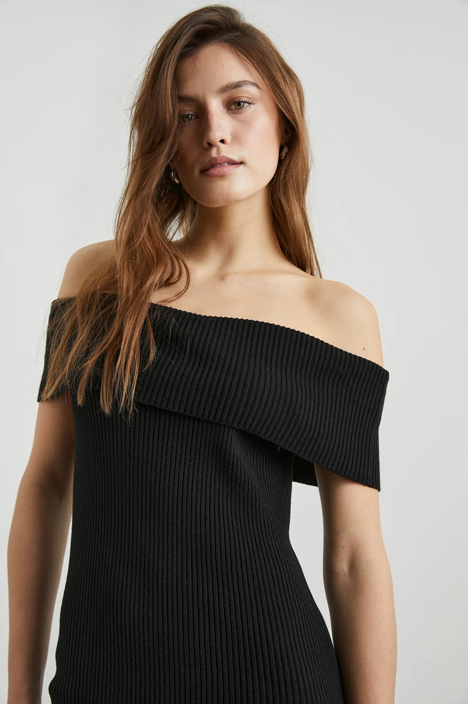 Rails Anaya Off-The-Shoulder Dress- Black - Styleartist