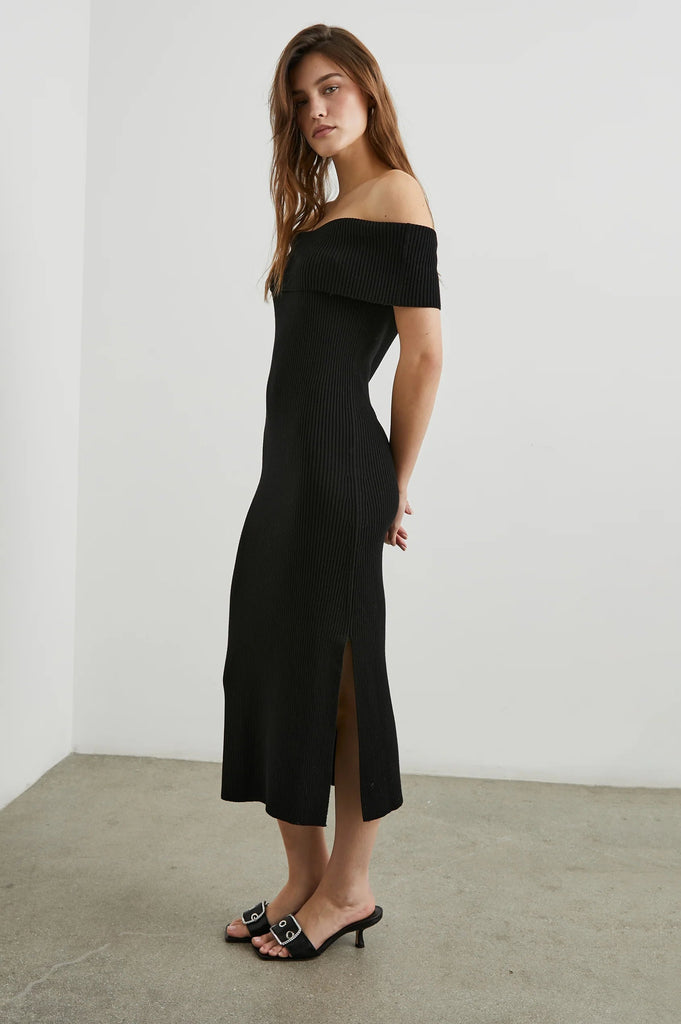 Rails Anaya Off-The-Shoulder Dress- Black - Styleartist