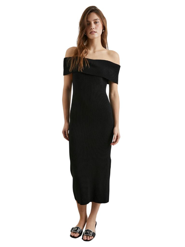 Rails Anaya Off-The-Shoulder Dress- Black - Styleartist