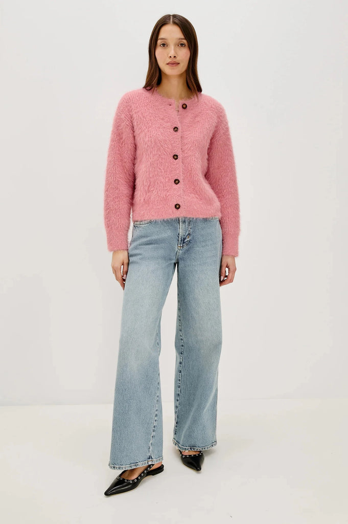 Rails Melo Crewneck Cardigan- Heather Pink - Styleartist