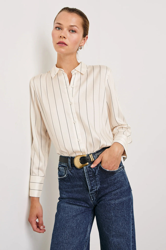 Rails Saige Striped Button Down Shirt- Brixton Stripe - Styleartist