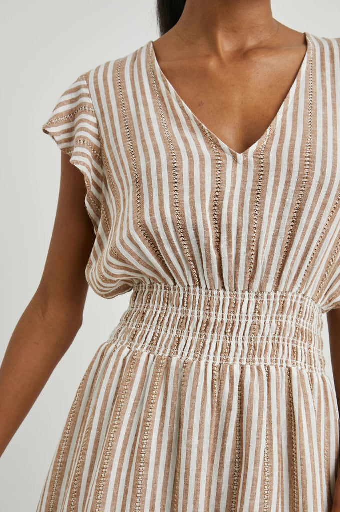 Rails Tara V-Neckline Linen Dress- Palo Santo Stripe - Styleartist