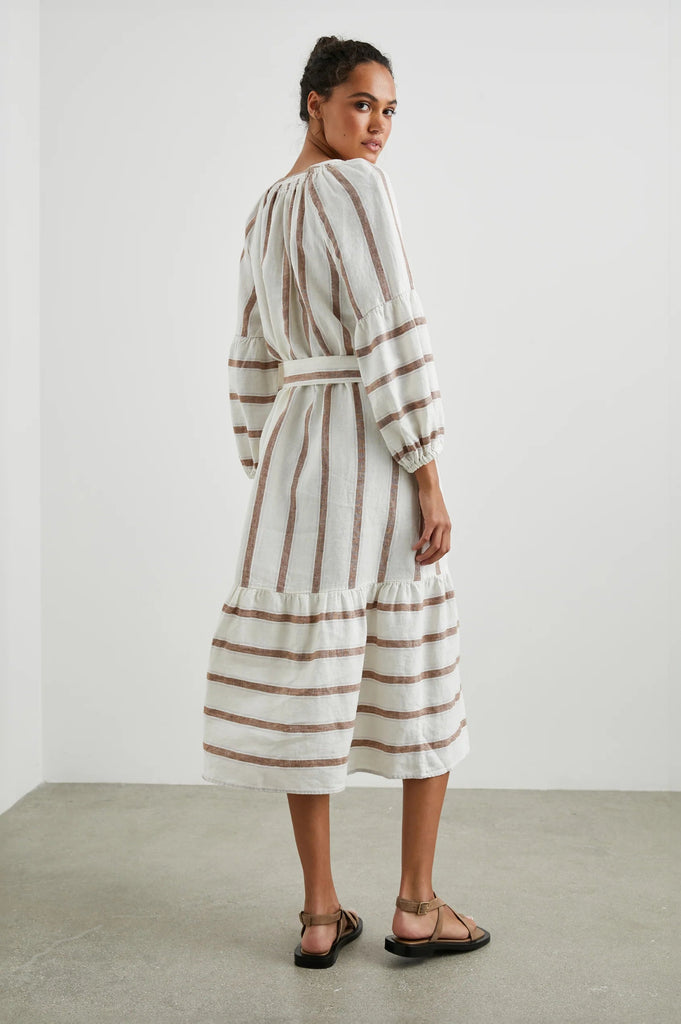 Rails Vittoria Linen Midi Dress- Coconut Stripe - Styleartist
