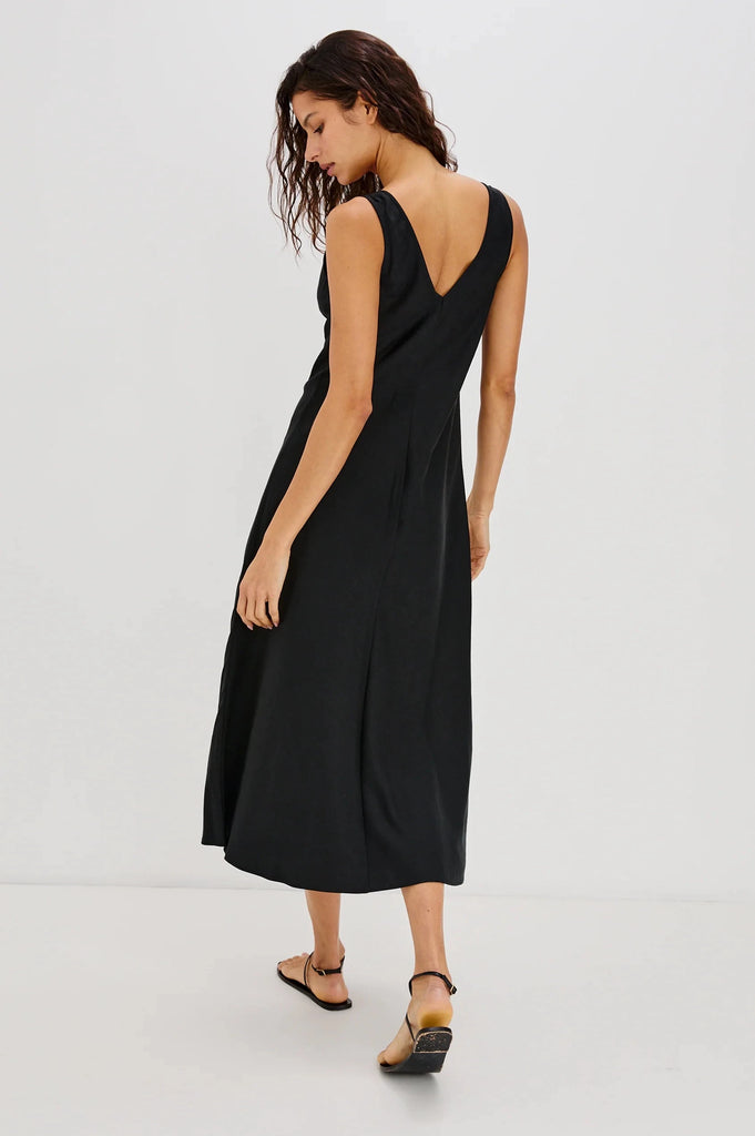 Rails X LSpace Avila Linen V Neck Dress- Black - Styleartist