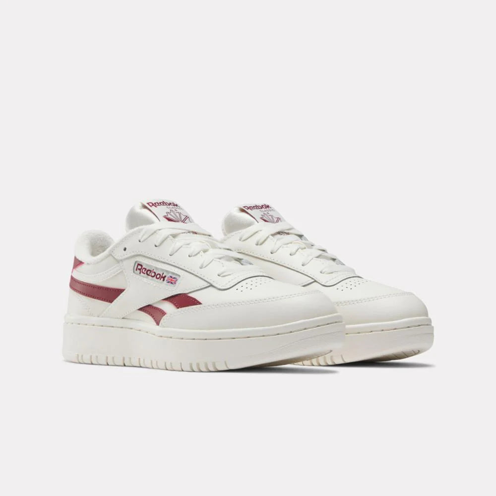 Reebok Club C Double Revenge Sneaker- Chalk/Chalk/Burgundy - Styleartist