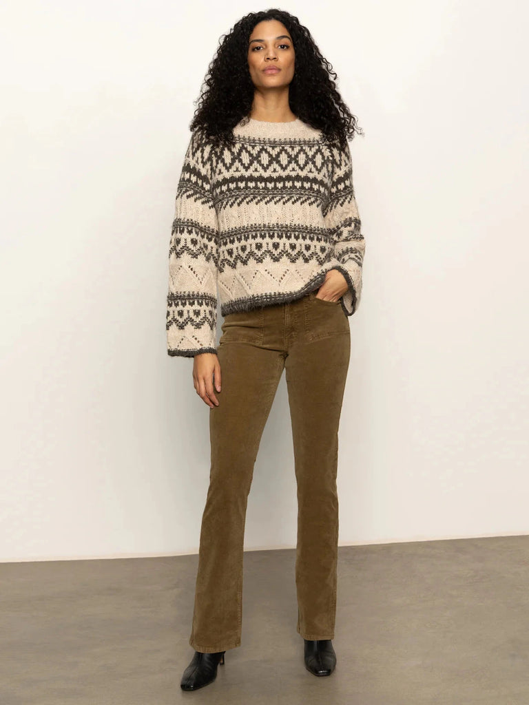 Sanctuary Fair Isle Crew Neck Sweater- Light Oat Multi - Styleartist