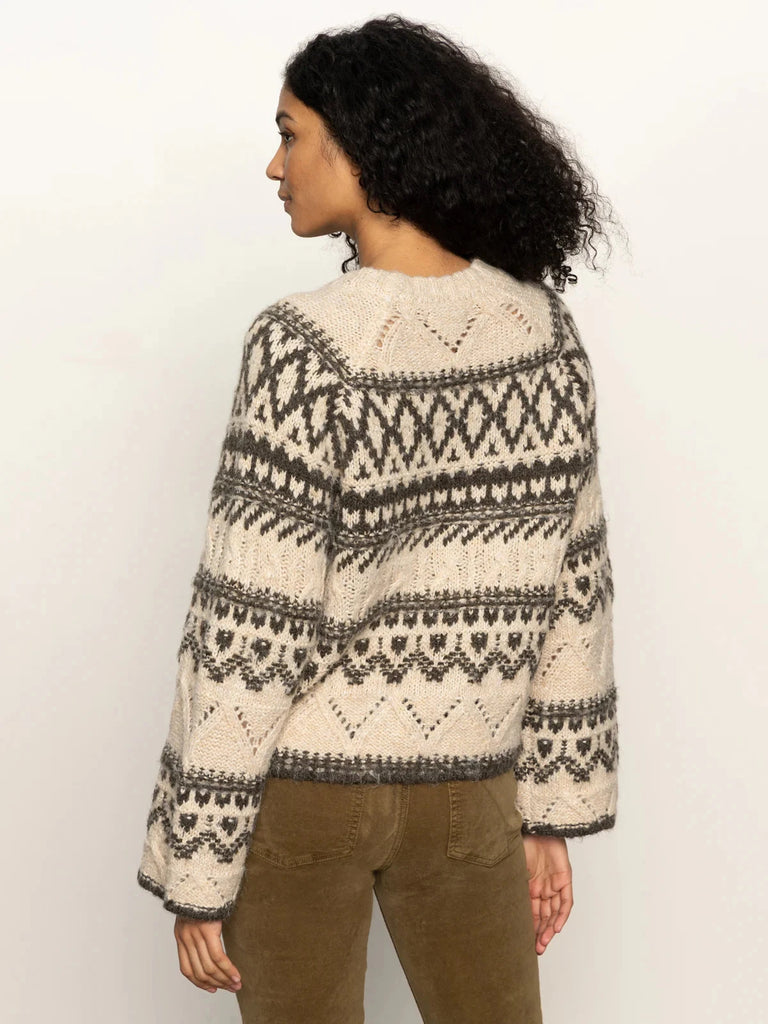 Sanctuary Fair Isle Crew Neck Sweater- Light Oat Multi - Styleartist