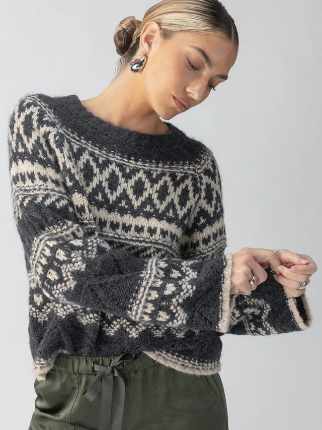 Sanctuary Fairisle Crew Neck Sweater - Heather Ash Multi - Styleartist