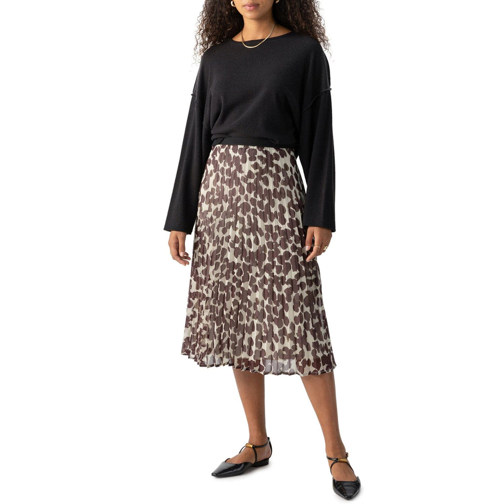 Sanctuary Pleated Midi Skirt- Chocolate Spots - Styleartist