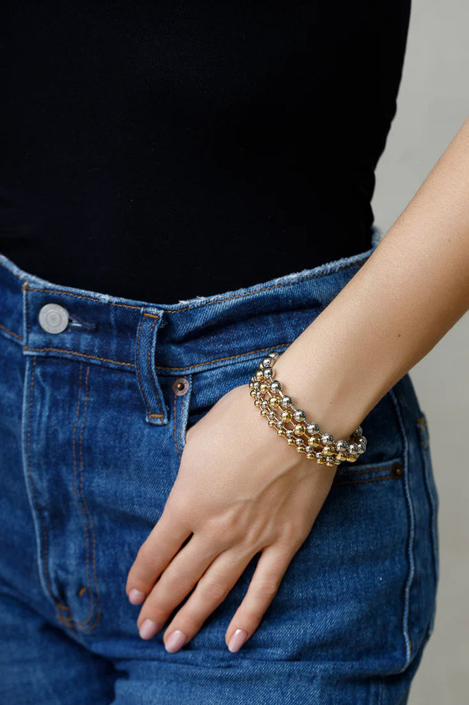 Small Gold Plated Beaded Ball Chain Bracelet - Styleartist