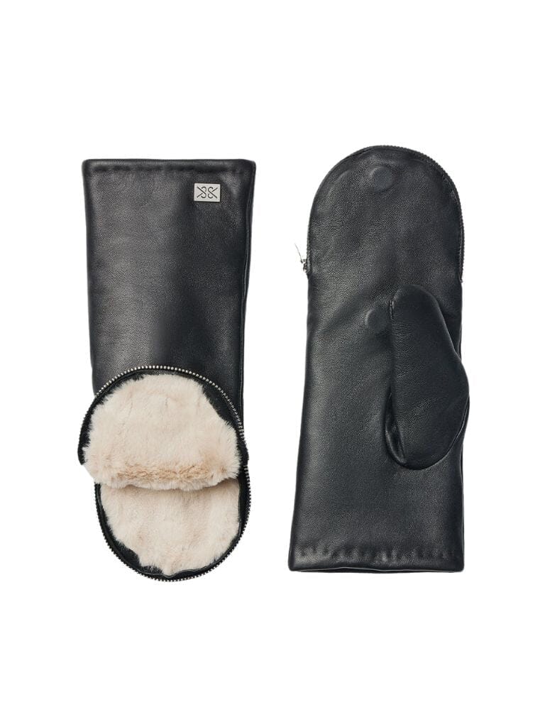 Soia & Kyo Betrice Leather Mitts Lined With Faux Fur - Black-Hush - Styleartist