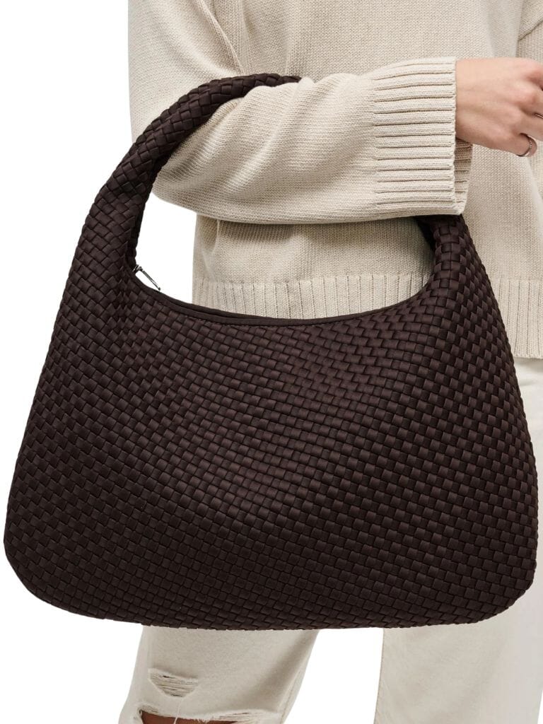 Sol and Selene Dare to Dream Woven Large Hobo Bag - Chocolate Brown - Styleartist