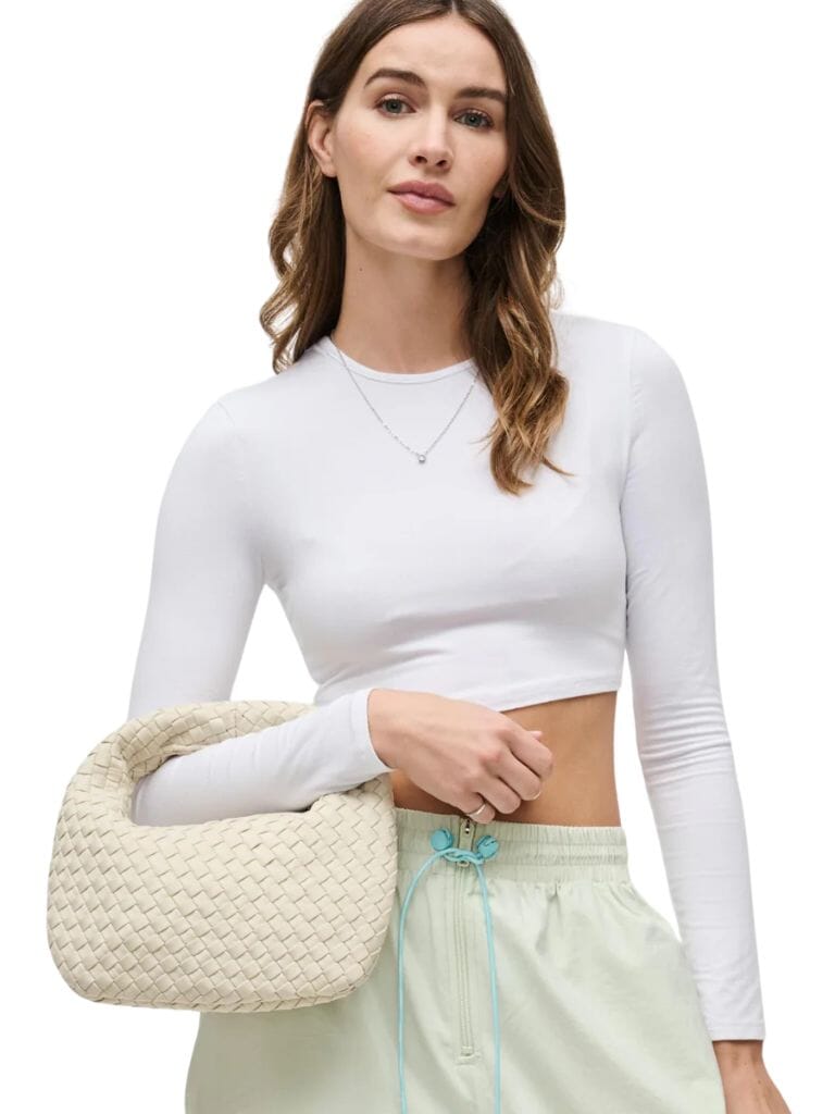 Sol and Selene Dare to Dream Woven Small Clutch Bag - Cream - Styleartist