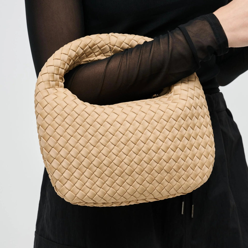 Sol and Selene Dare to Dream Woven Small Clutch Bag - Nude - Styleartist