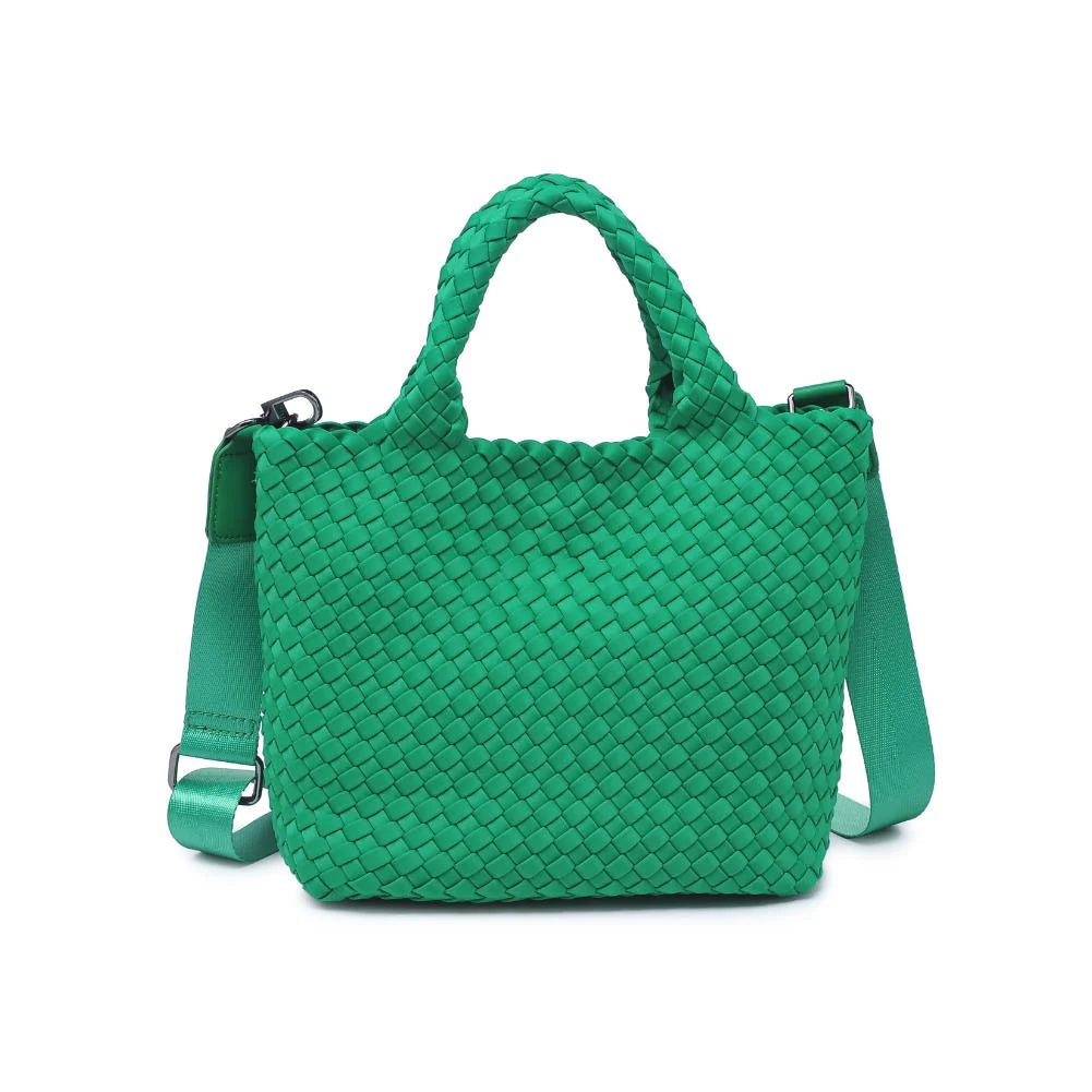 Sol And Selene Sky's The Limit Woven Small Crossbody Tote- Kelly Green - Styleartist