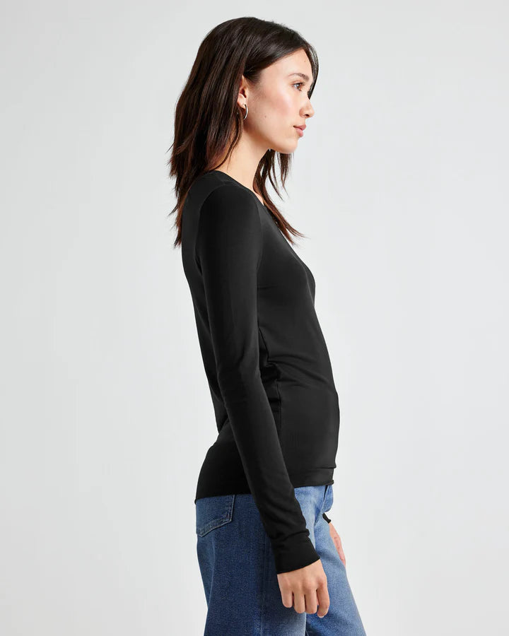 Splendid Bamboo Long Sleeve Tee- Black - Styleartist