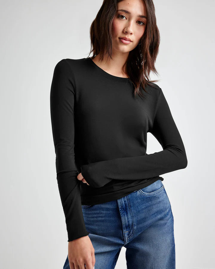 Splendid Bamboo Long Sleeve Tee- Black - Styleartist