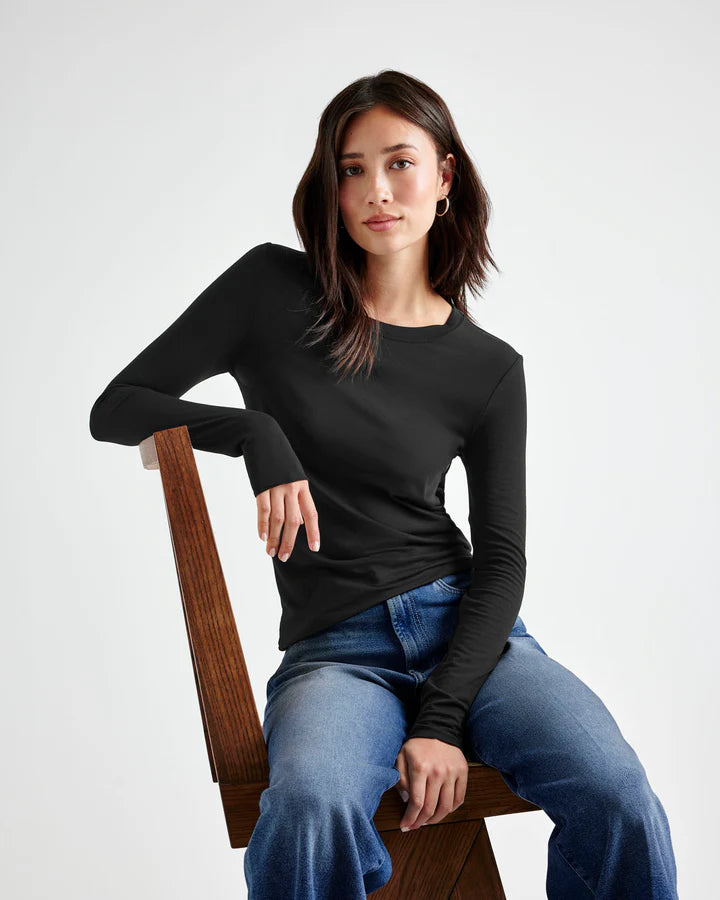 Splendid Bamboo Long Sleeve Tee- Black - Styleartist