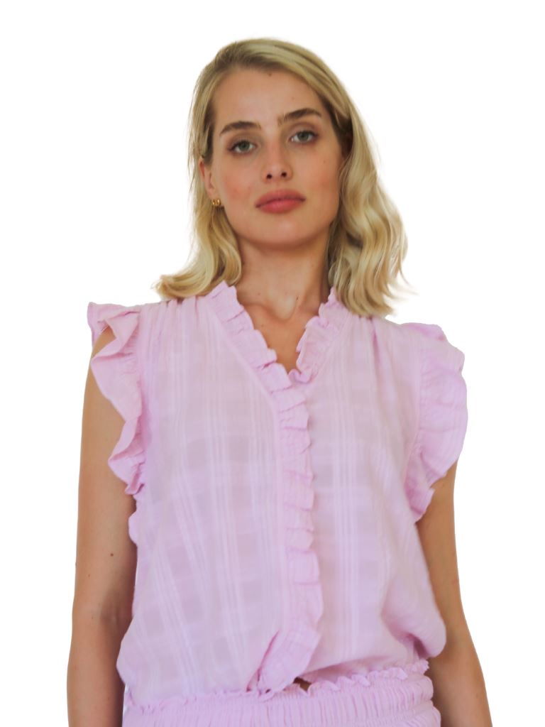 Starkx Poplin Square Ruffly Shirt- Pink Mist - Styleartist