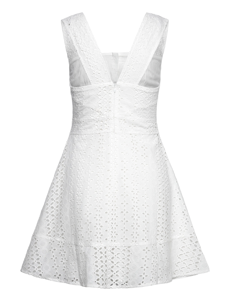 Suncoo Catane Eyelet Mini- Dress- White - Styleartist