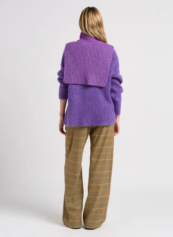 Suncoo John Wide Leg Houndstooth Pants- Camel - Styleartist