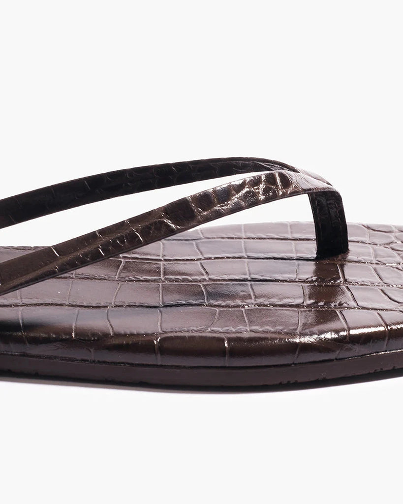 Tkees Square Toe Lily Flip Flop- Carob Croc - Styleartist