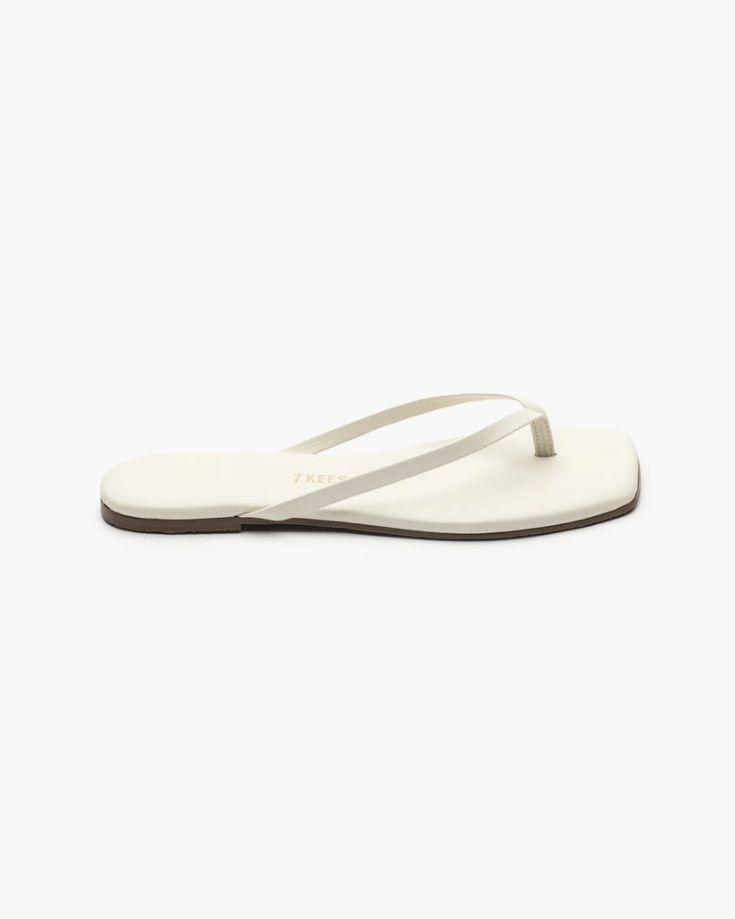 Tkees Square Toe Lily Flip Flop- Cream - Styleartist