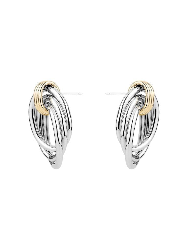 Two-Tone Gold & Silver Plated Bold Statement Earrings - Styleartist