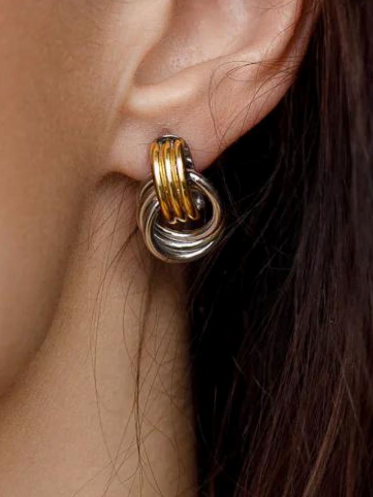 Two-Tone Knot Earrings - Styleartist