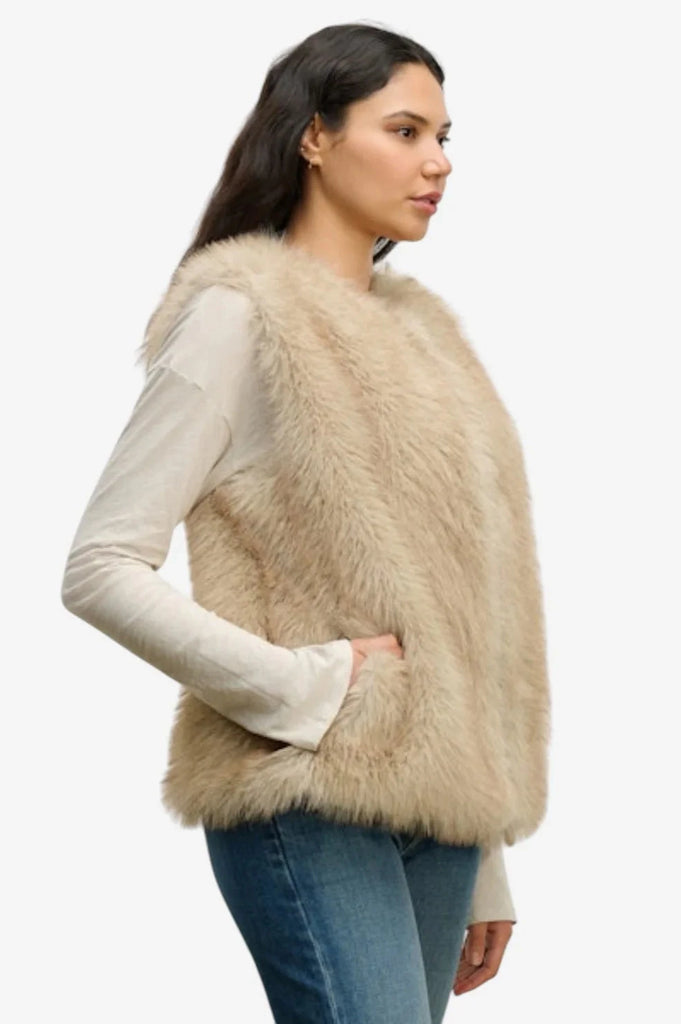 Velvet Anastasia Lux Fur Vest- Taupe - Styleartist