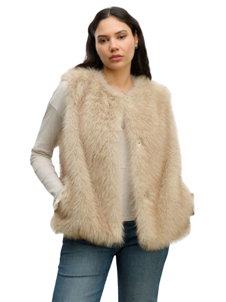 Velvet Anastasia Lux Fur Vest- Taupe - Styleartist