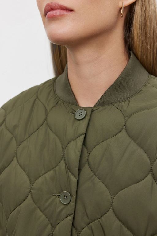 Velvet Carie Quilted Jacket - Army Green - Styleartist